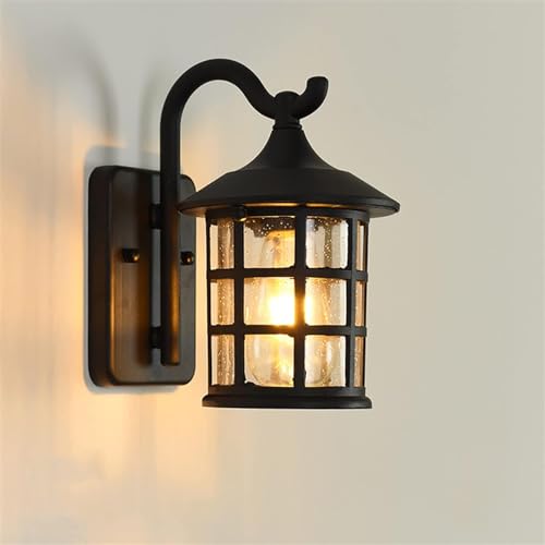 Jolof Store Black Outdoor Wall Lantern – Waterproof Aluminum & Glass