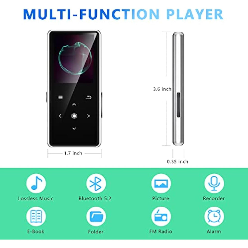 AiMoonsa 64GB MP3 Player with Bluetooth 5.2 | HiFi Lossless Music Player