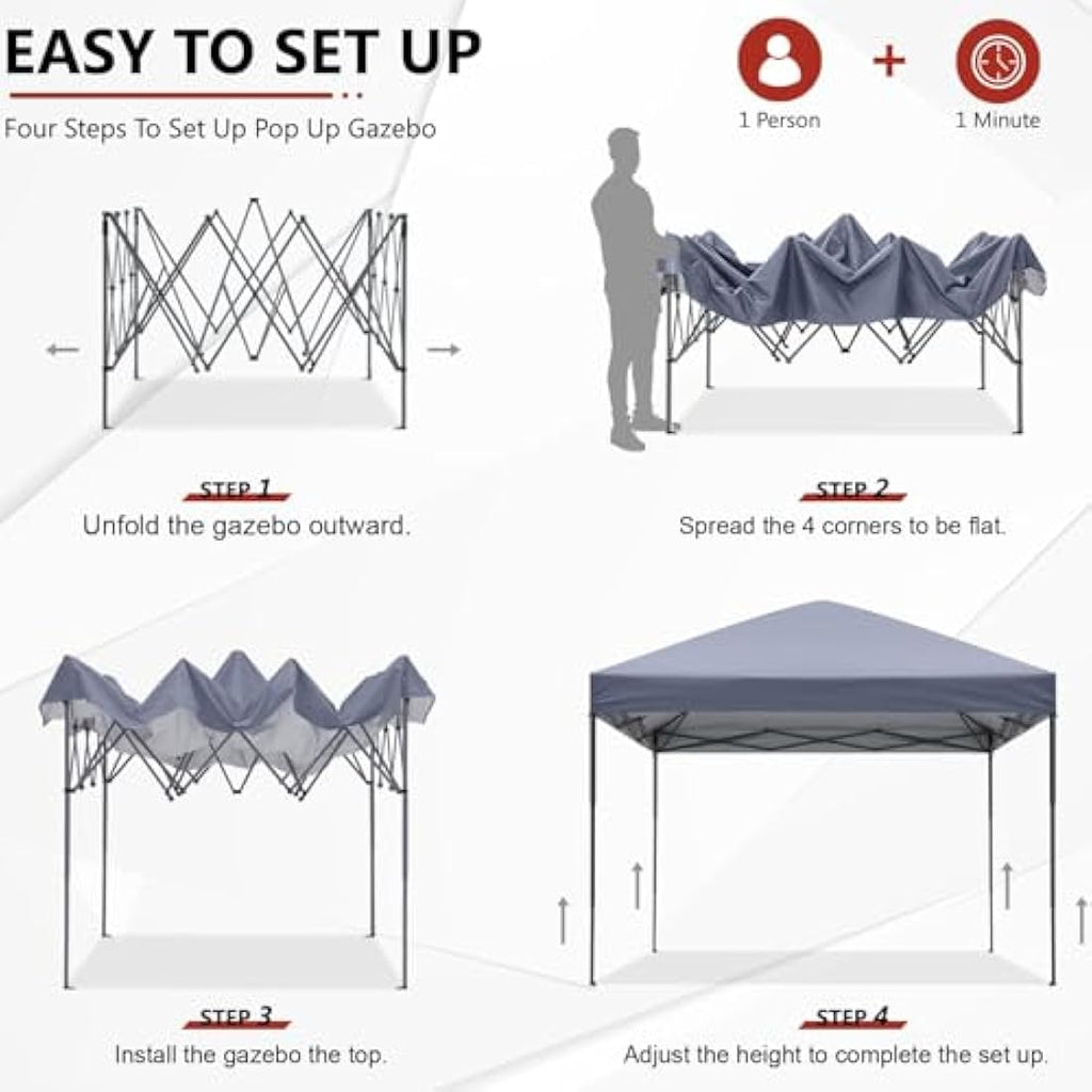 ABCCANOPY 2.5x2.5M Pop Up Gazebo - Heavy Duty Commercial Canopy, Grey