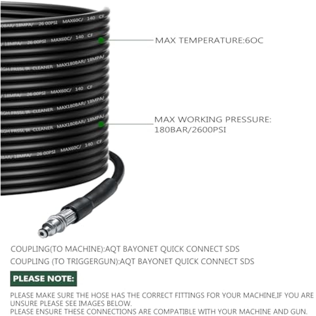 YUET 15M High Pressure Washer Hose for Bosch AQT & Aquatak | SDS Fittings