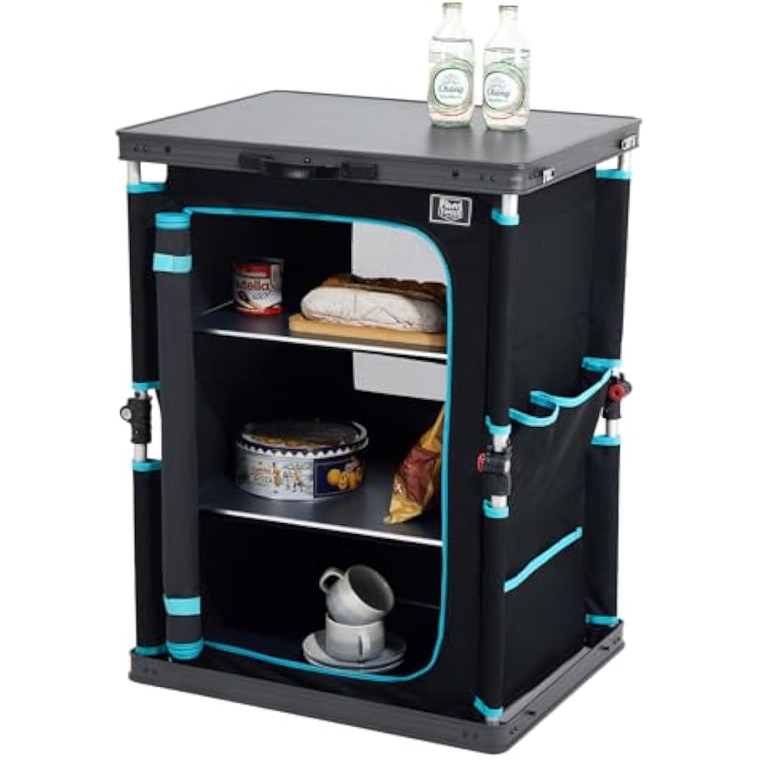 TIMBER RIDGE Folding Camping Cupboard – 3 Shelf Aluminum Storage Unit