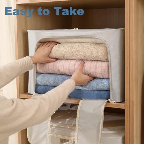 66L Clothes Storage Boxes with Steel Frame - 6 Pack