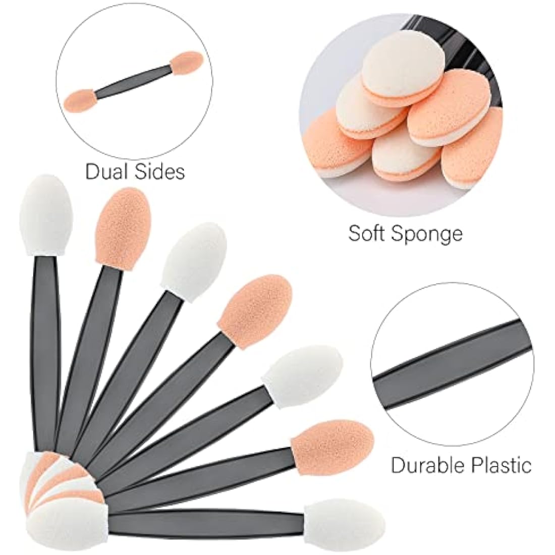 G2PLUS 100PCS Disposable Eyeshadow Applicators – Beige Sponge Brushes