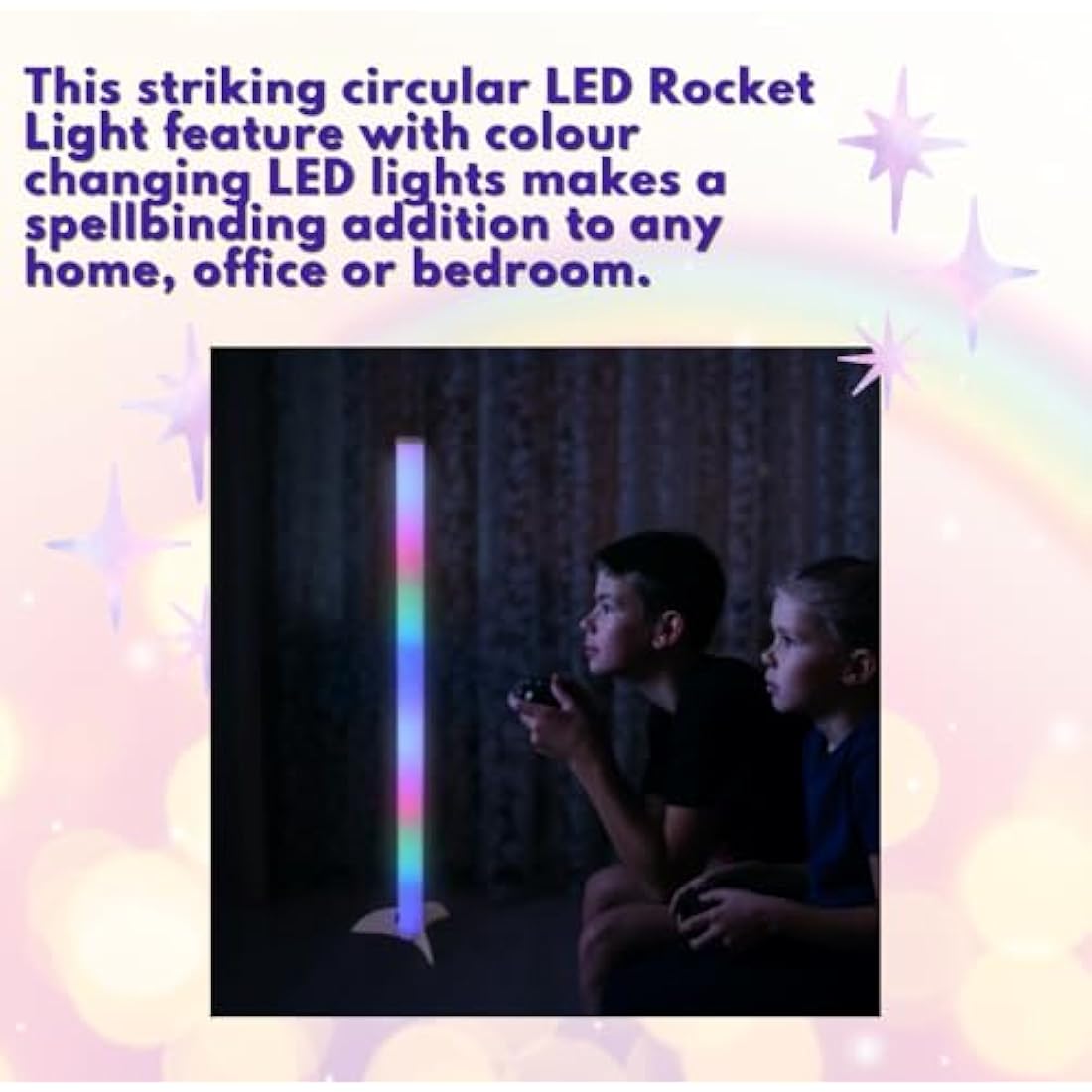 Playlearn LED Rocket Floor Lamp – 100cm Dimmable Color Changing Light