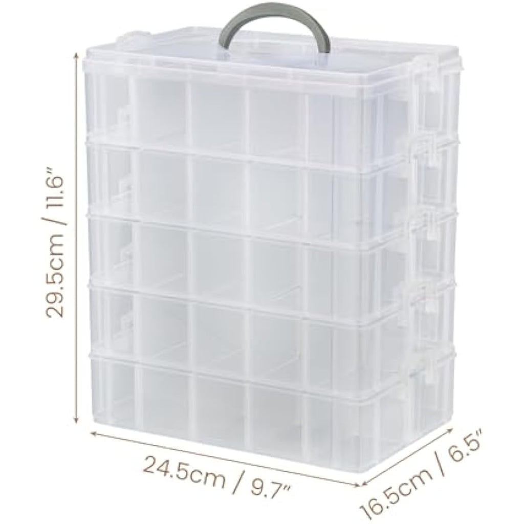 Belle Vous 5-Tier Craft Storage Box | 50-Compartment Plastic Organiser