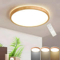WayLuoung Round Wood LED Ceiling Light | 36W Dimmable with Remote Control