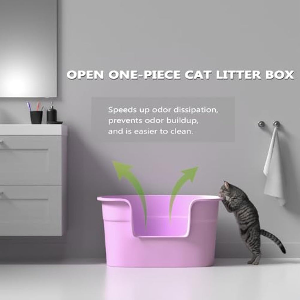 Jolof Store Extra Large Cat Litter Tray – High-Sided XL Box, Purple