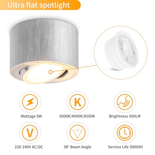 GeyouLux Dimmable LED Spotlight – 5W 3CCT Adjustable Ceiling Light