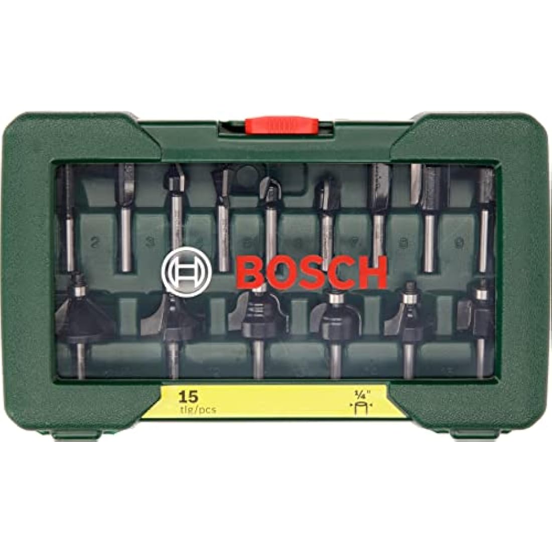 Bosch 15-Piece Carbide Router Bit Set | 1/4-Inch Shank Woodworking Tools