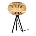 Eglo Amsfield 1 Tripod Bedside Lamp | Boho Bamboo & Black Metal