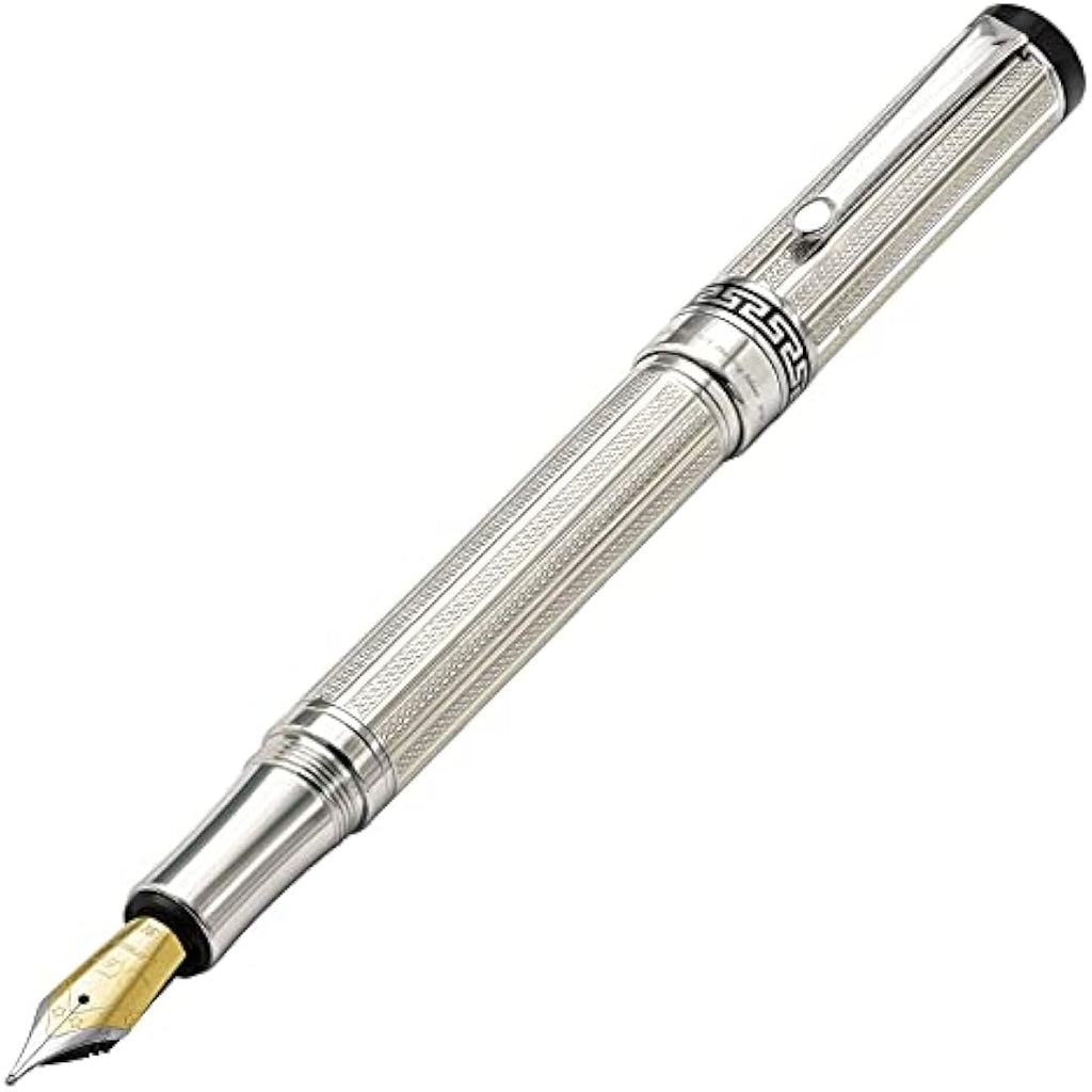 Xezo Tribune 925 Sterling Silver Fountain Pen | Platinum Plated Medium Nib