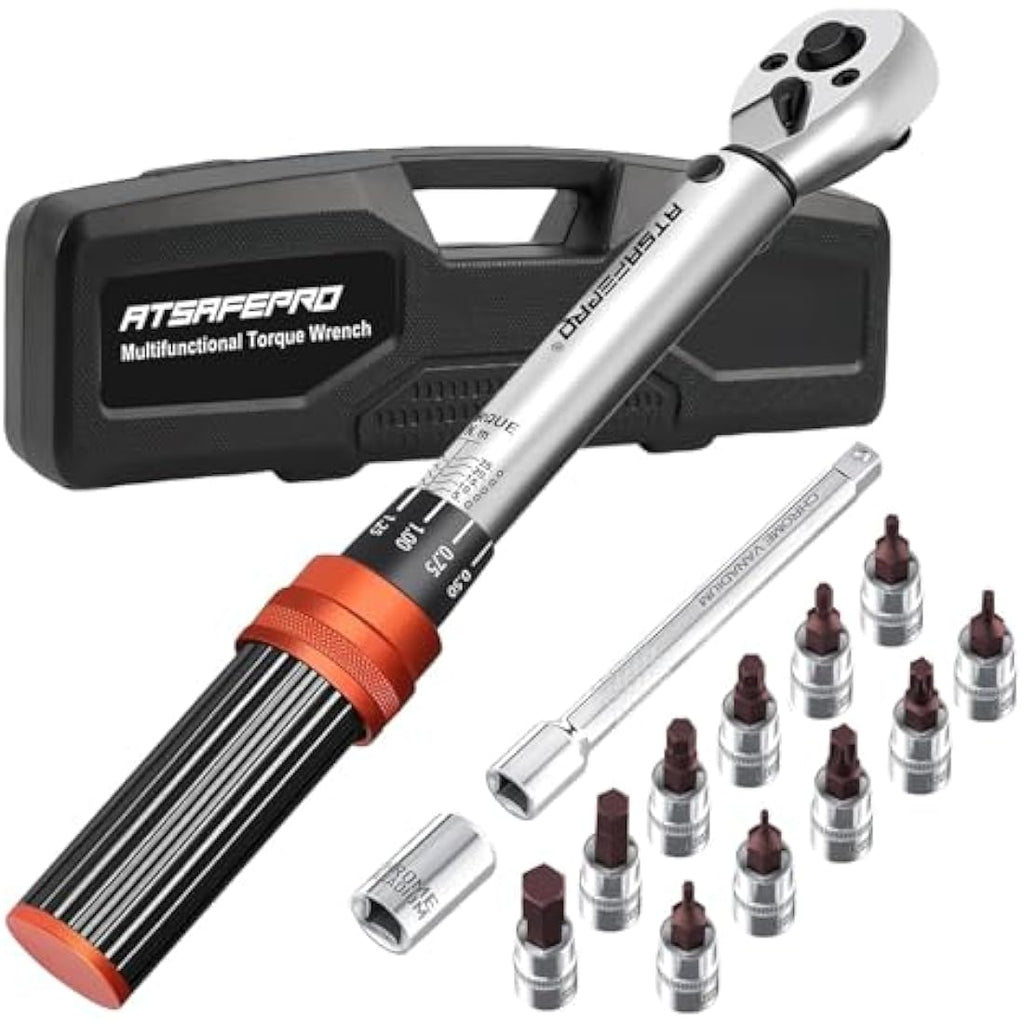 ATsafepro 1/4 Inch Bicycle Torque Wrench Set | 5-25 Nm High Accuracy Kit