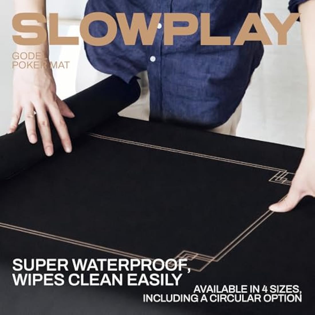SLOWPLAY Godel 120cm Round Poker Mat - Waterproof Texas Hold'em Table Top
