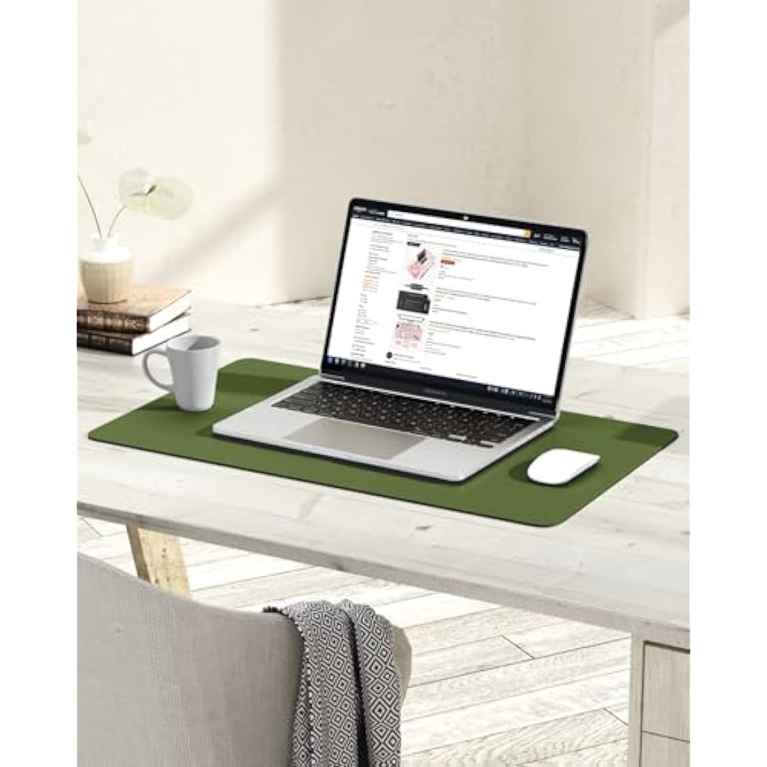 YSAGi Leather Desk Pad – Waterproof Non-Slip Writing Mat, Grass Green