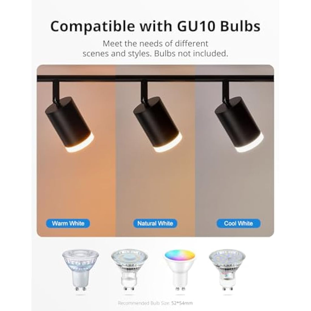 Gr4tec 4-Way LED Ceiling Spotlight Bar | Matte Black GU10 Fitting