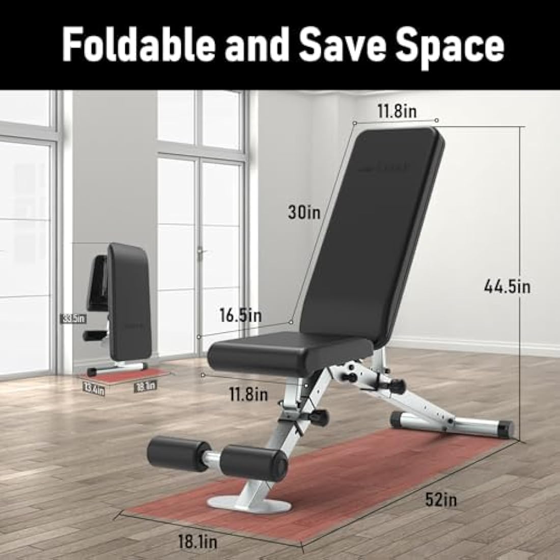 Leikefitness Adjustable Weight Bench | Foldable Heavy Duty Workout Bench