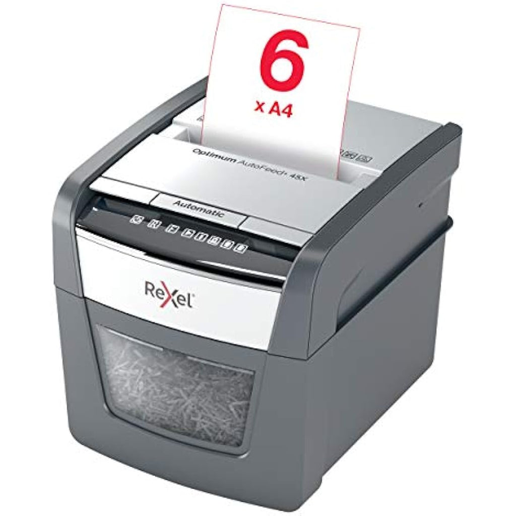 Rexel Optimum Auto Feed 45X Cross Cut Paper Shredder | 20L Bin, P-4