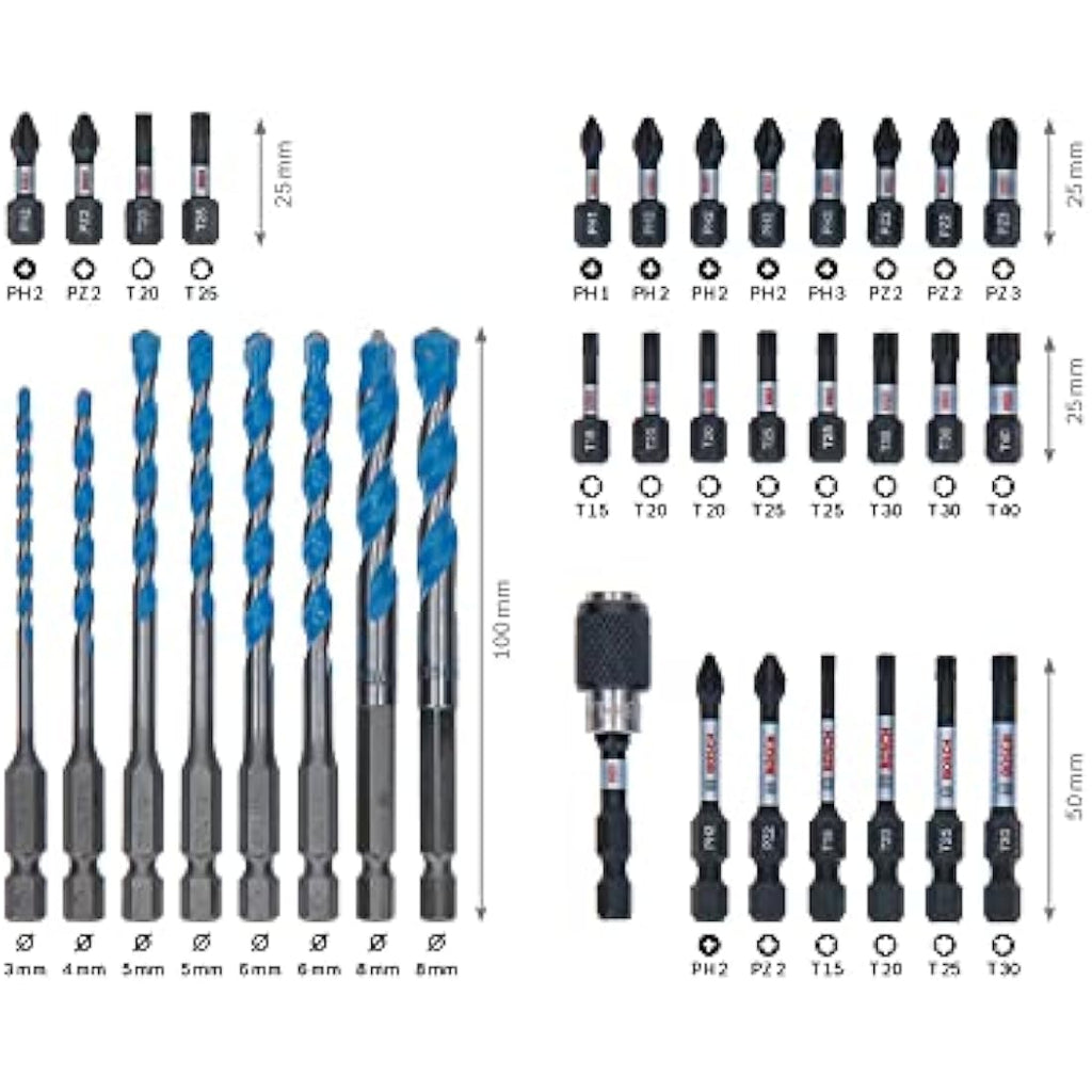 Bosch Professional 35pc MultiConstruction Drill and Impact Bit Set