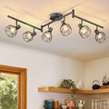 Dehobo 6-Way Industrial Ceiling Spotlight – Black Metal Cage Light