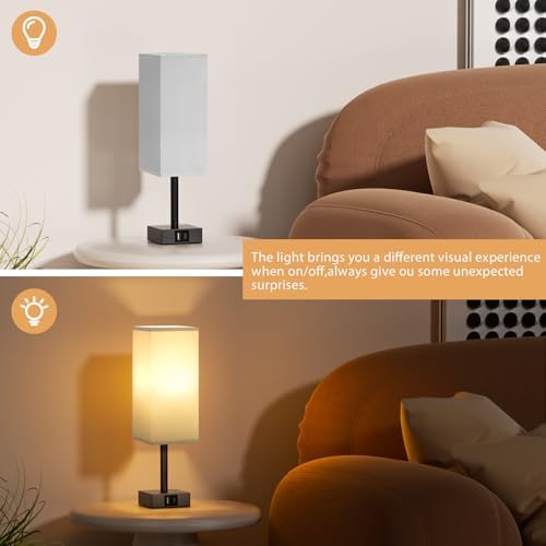Jolof Store 3-Way Dimmable Bedside Lamps Set of 2 with USB-C+A Ports