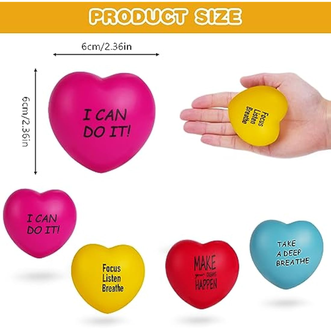 Heart Squeeze Stress Balls – 4 Pack Sensory Fidget Toys