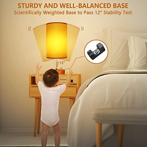 Allesgute Bedside Lamps Set of 2 | Dimmable Table Light with USB A+C Ports