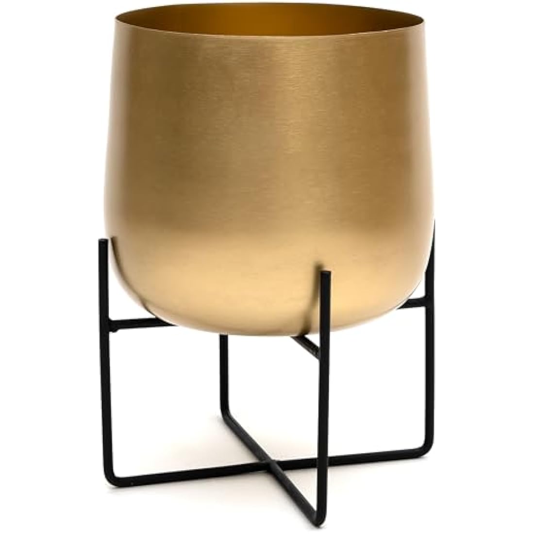 Gold Metal Plant Pot with Black Stand – 20cm Indoor Planter