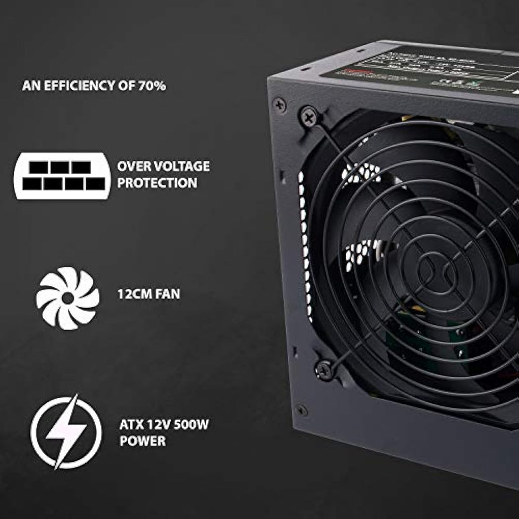 CiT Builder 500W ATX Power Supply | 12cm Cooling Fan | Non-Modular