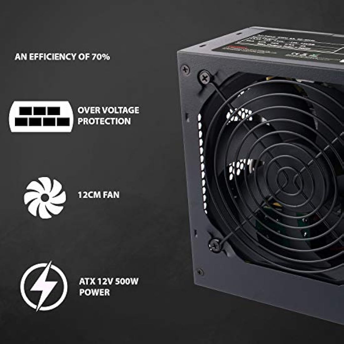 CiT Builder 500W ATX Power Supply | 12cm Cooling Fan | Non-Modular