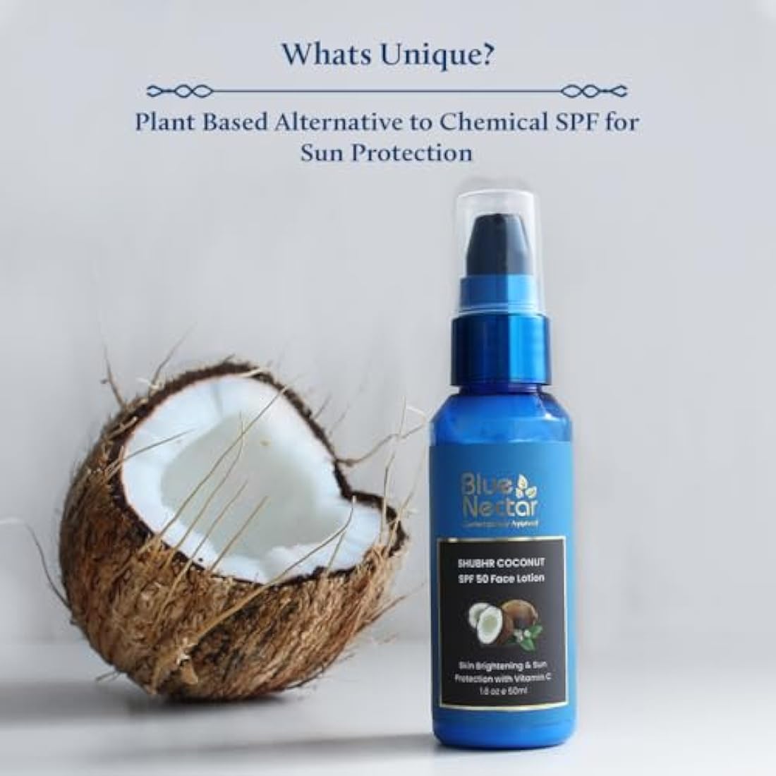 Blue Nectar SPF 50 Coconut Sunscreen – Plant Based & No White Cast