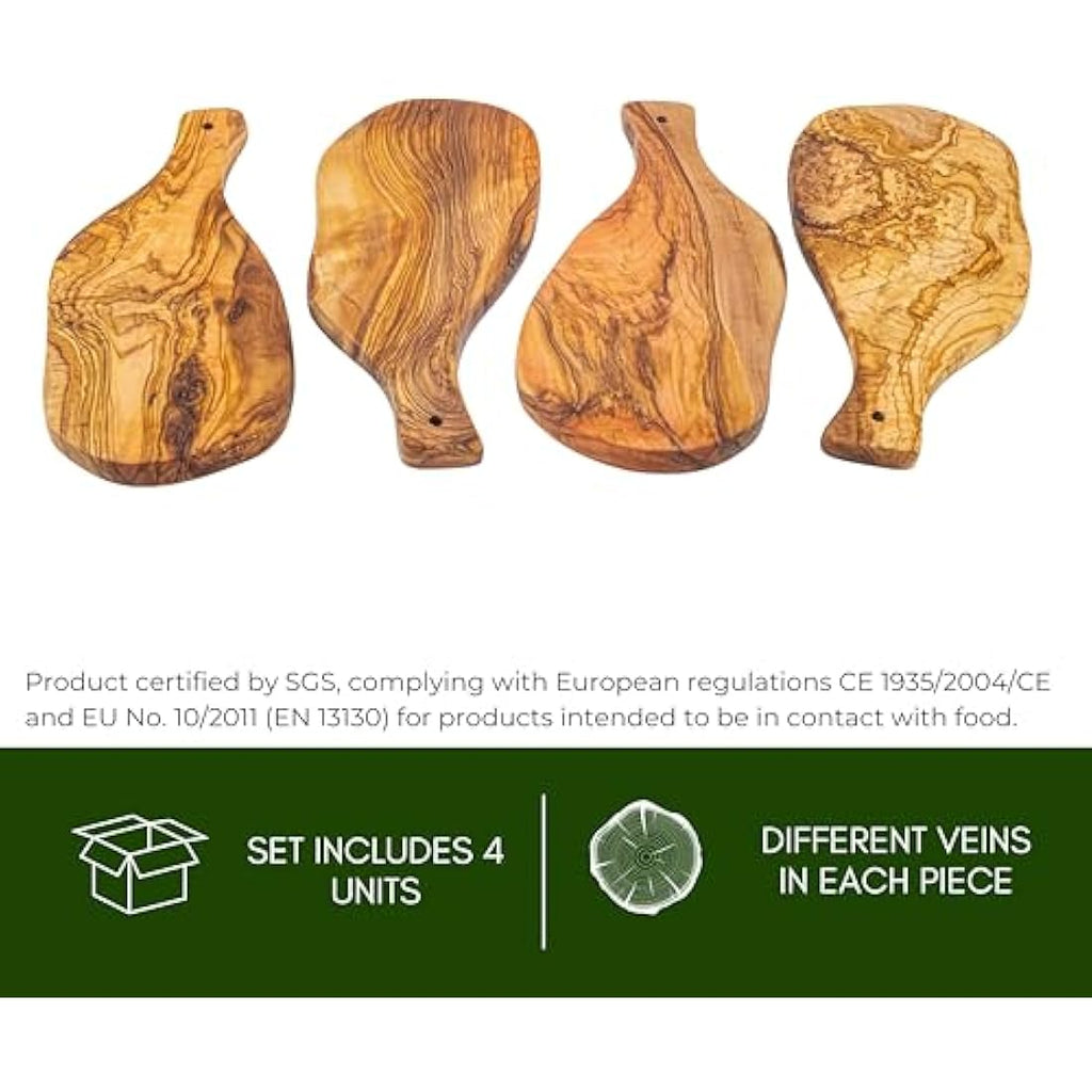 Olive Wood Chopping Board Set – 4 Handmade Serving Boards