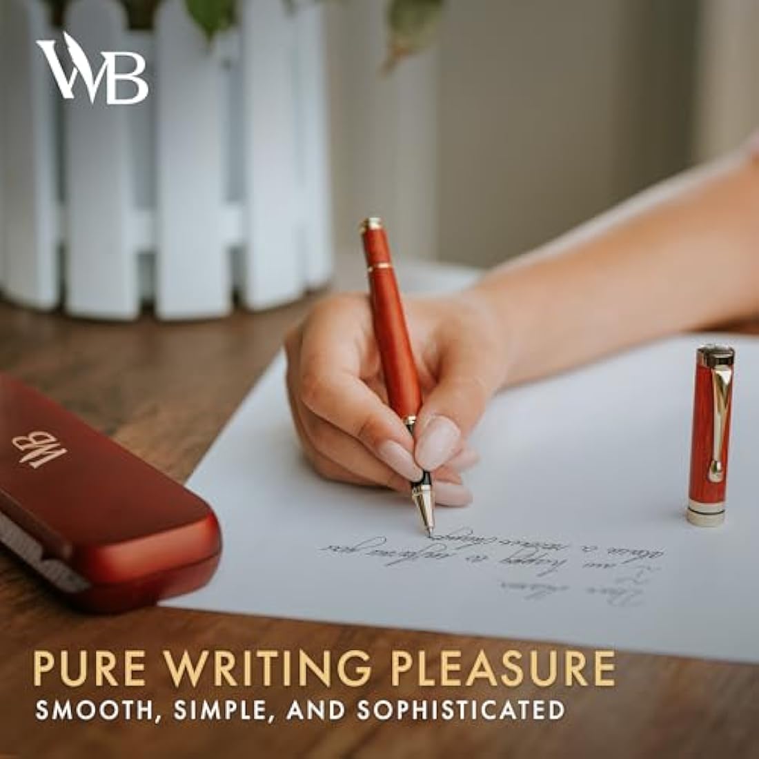 Wordsworth and Black Bamboo Rollerball Pen – Luxury Rosewood & Gold