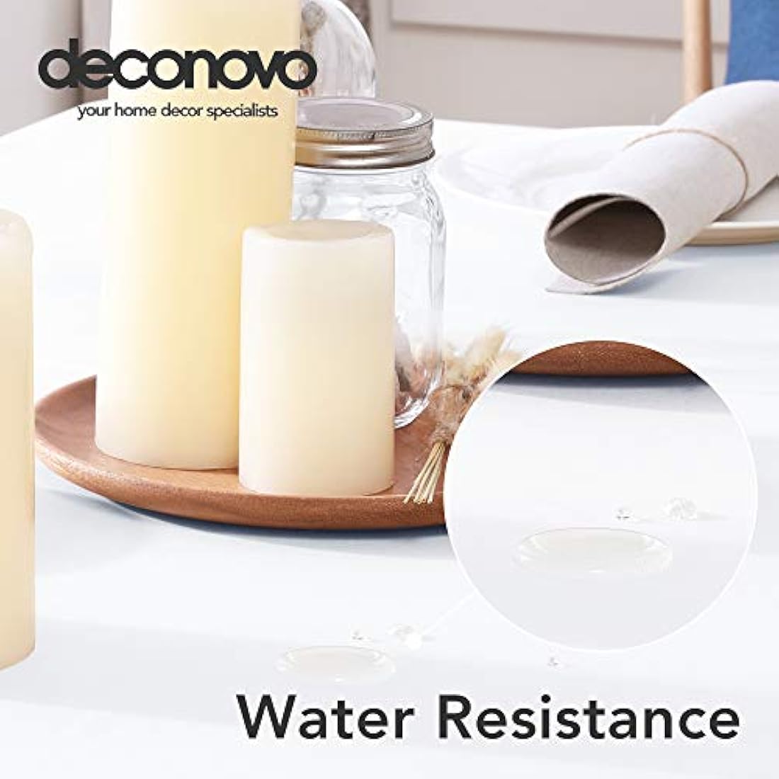 Deconovo White Oxford Tablecloth | Waterproof & Wipeable | 51x110in