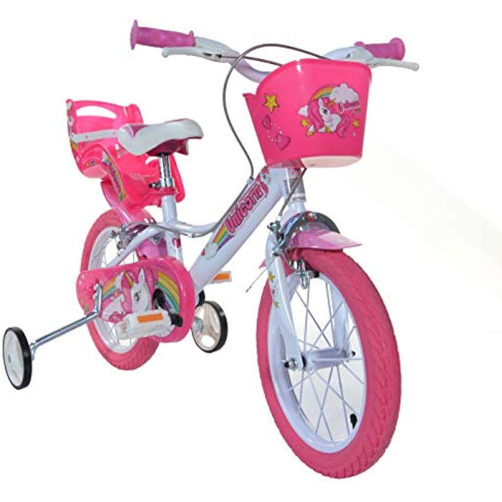 Dino Bikes Unicorn 16-Inch Girls Bicycle with Doll Seat and Basket