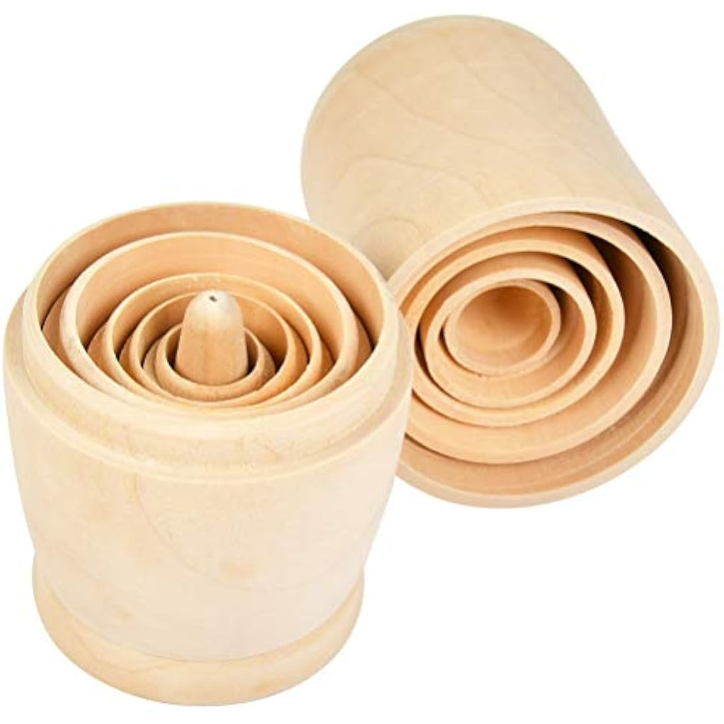 Jolof Store Unpainted Wooden Nesting Dolls – 6 Piece DIY Matryoshka Set