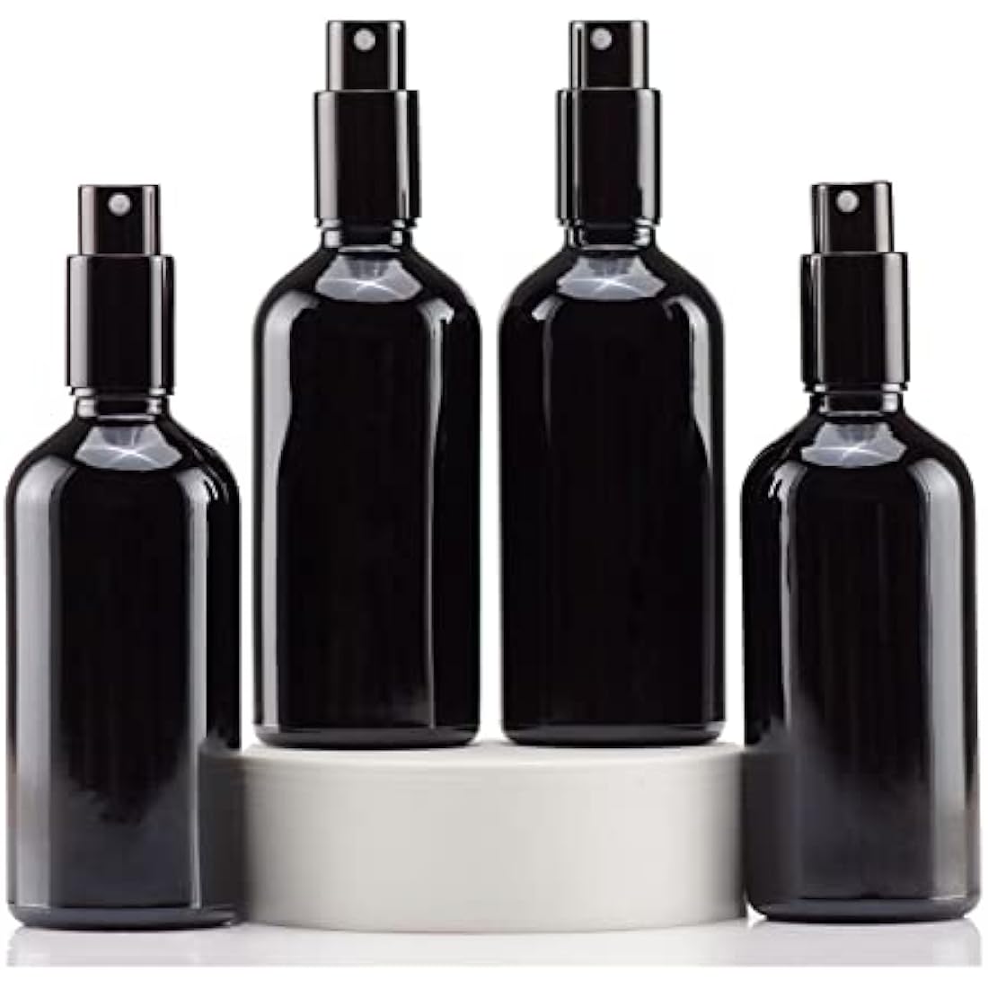 Jolof Store Black Glass Spray Bottles - 100ml Fine Mist for Oils - 4 Pcs