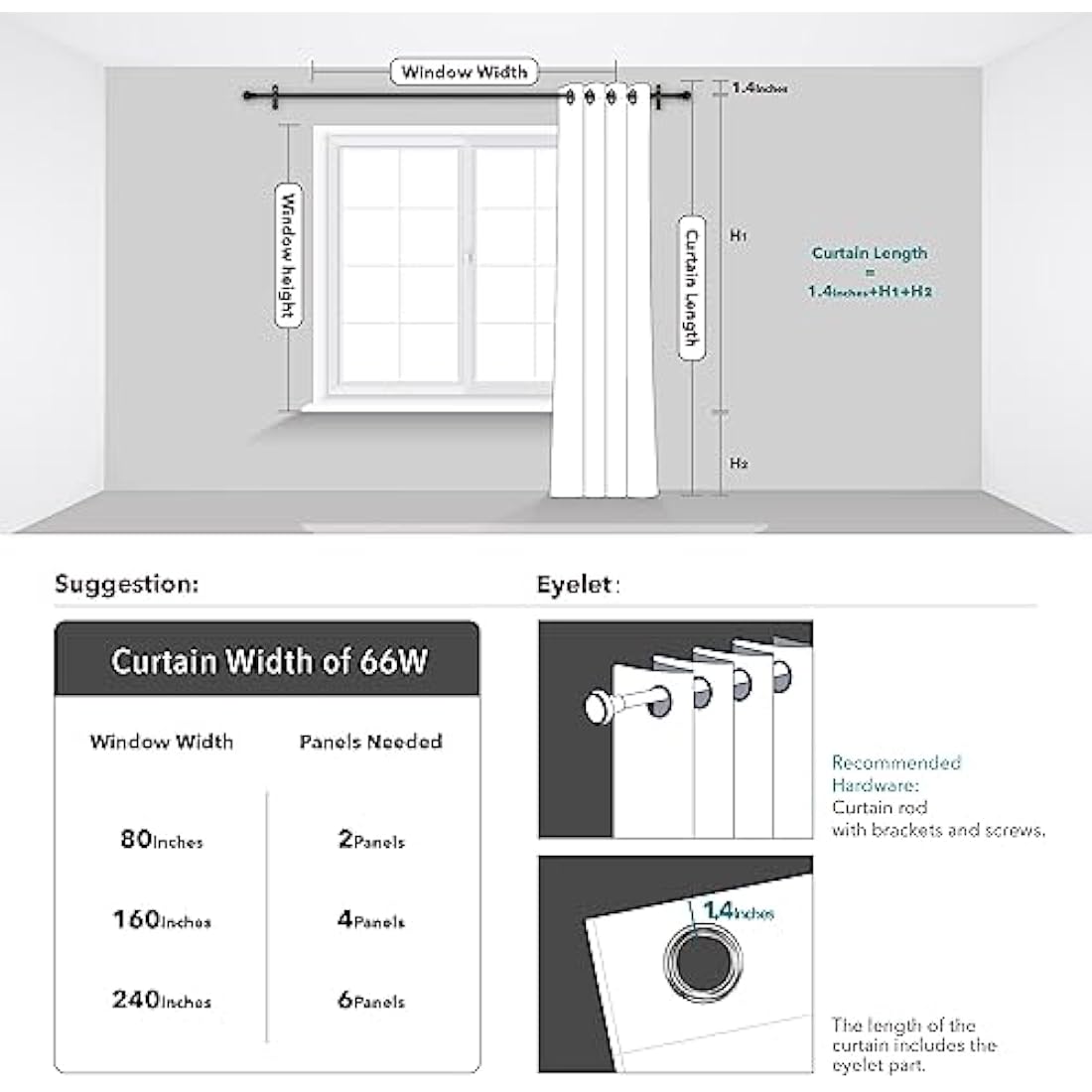 Deconovo Wave Foil Blackout Curtains – Thermal Insulated Grey 2 Panels