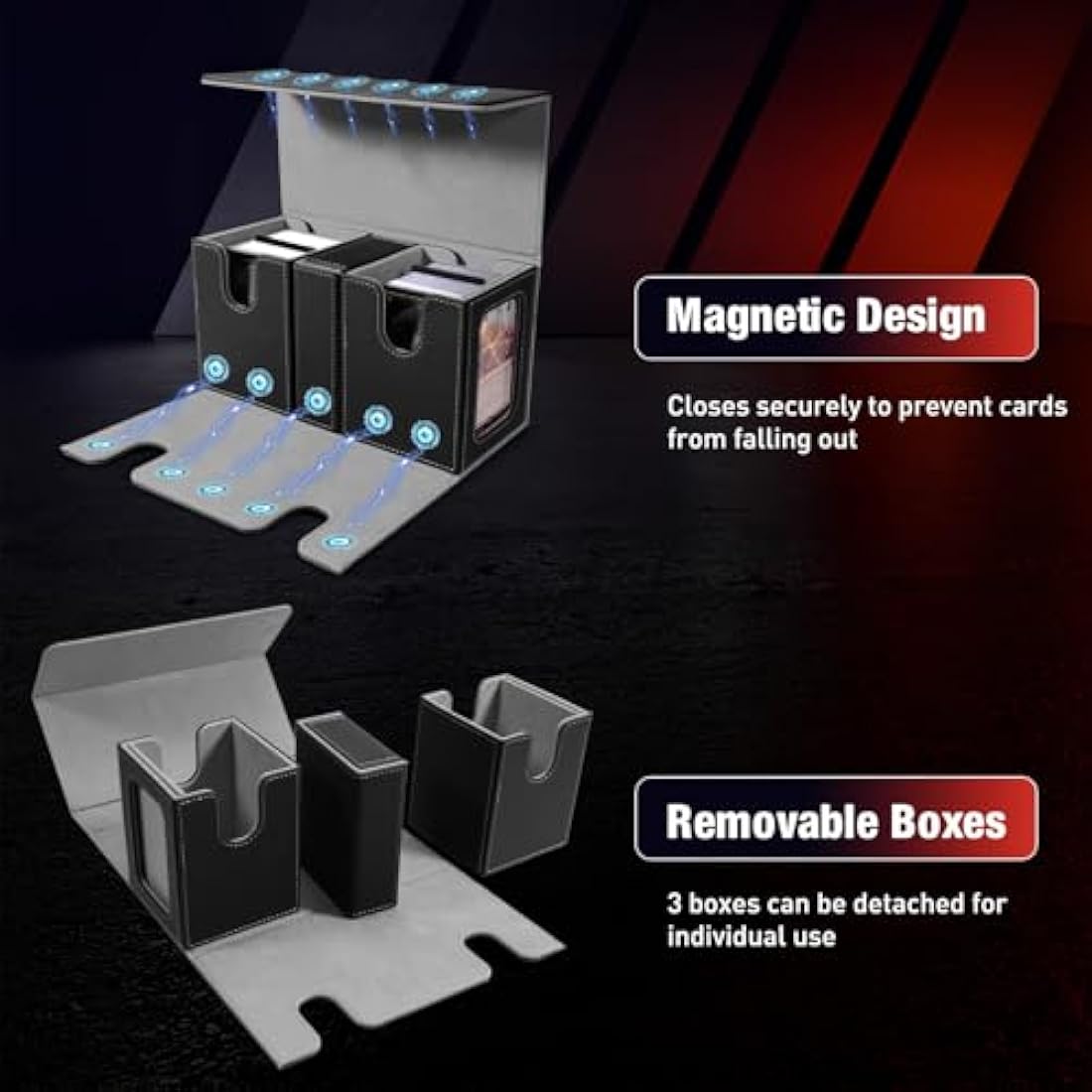 TiMOVO MTG Commander Deck Box | Magnetic Leather Case for 200+ Cards