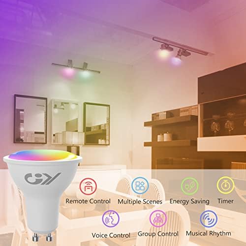 GY GU10 Smart Bulb - RGBCW WiFi Alexa & Google Home LED, 7W 6 Pack