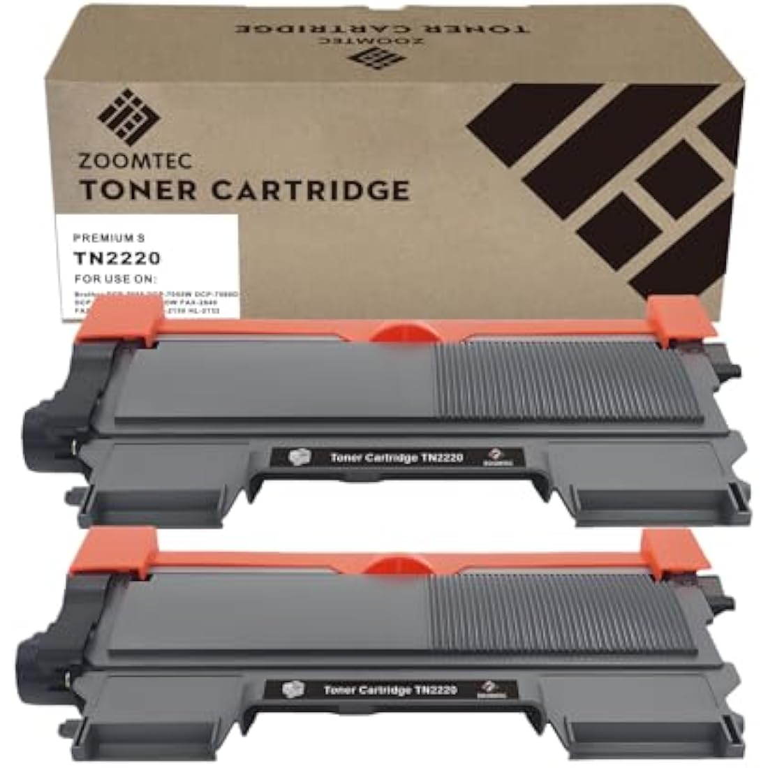 ZOOMTEC TN2220 Black Toner Cartridge for Brother HL-2240 MFC-7360 | 2 Pack