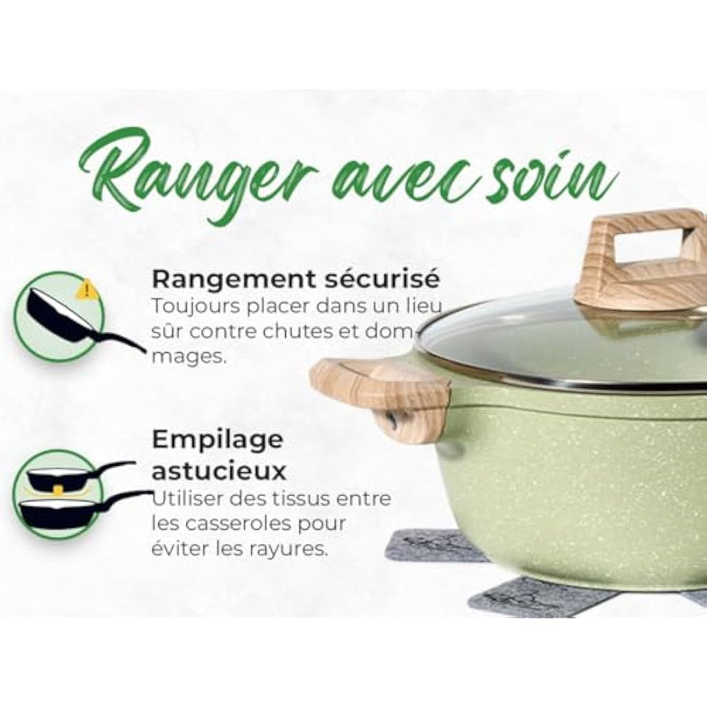 Just Perfecto 15-Piece Non-Stick Granite Cookware Set | Induction - Green