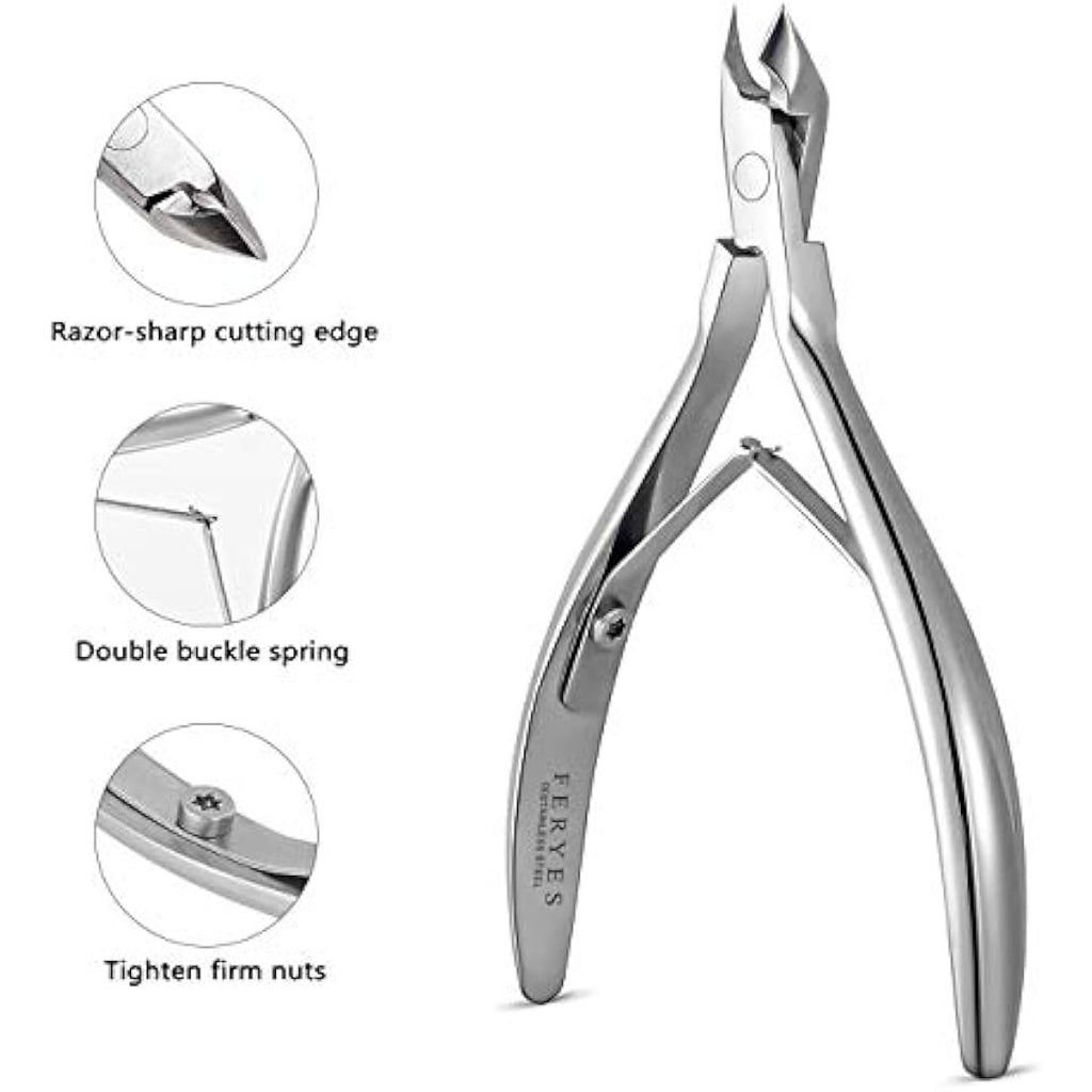 FERYES Cuticle Nipper - Surgical Grade Stainless Steel Manicure Tool, 5mm Jaw