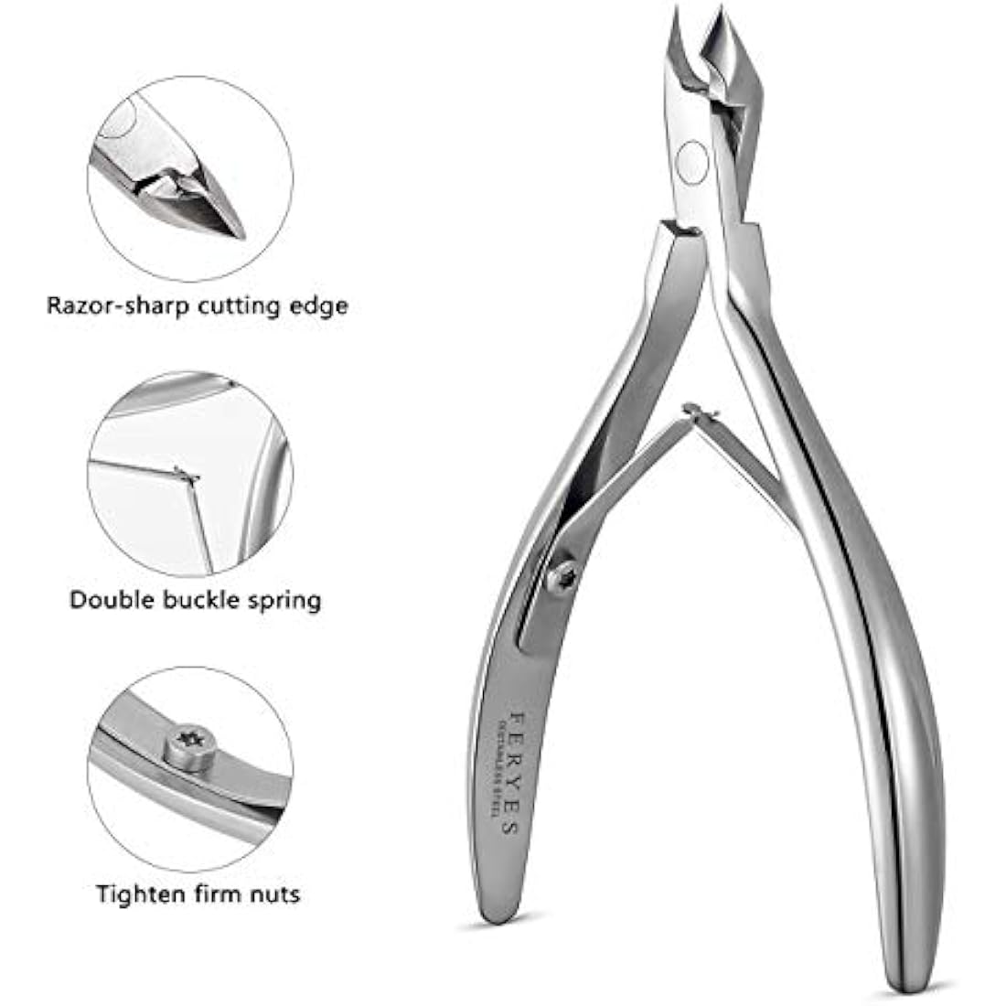 FERYES Cuticle Nipper - Surgical Grade Stainless Steel Manicure Tool, 5mm Jaw