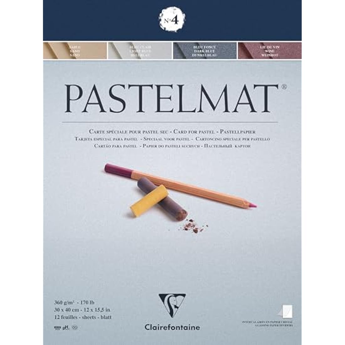 Clairefontaine Pastelmat Card Pad No.4 | 30x40cm 12 Sheets 360gsm