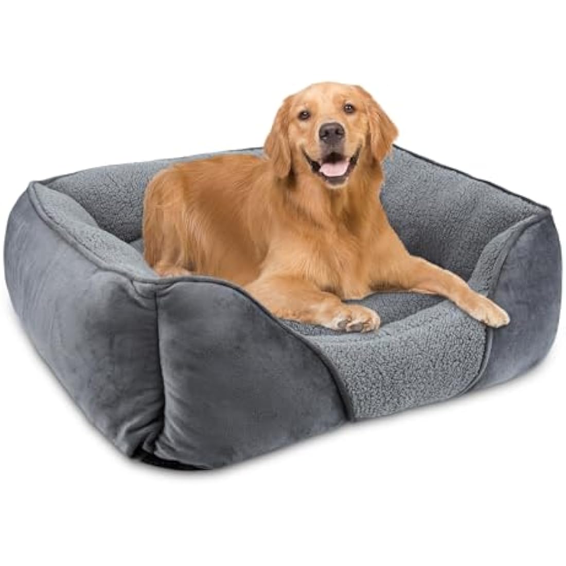 Orthopedic Dog Bed – Washable Grey Lamb Fleece Pet Bed, XL