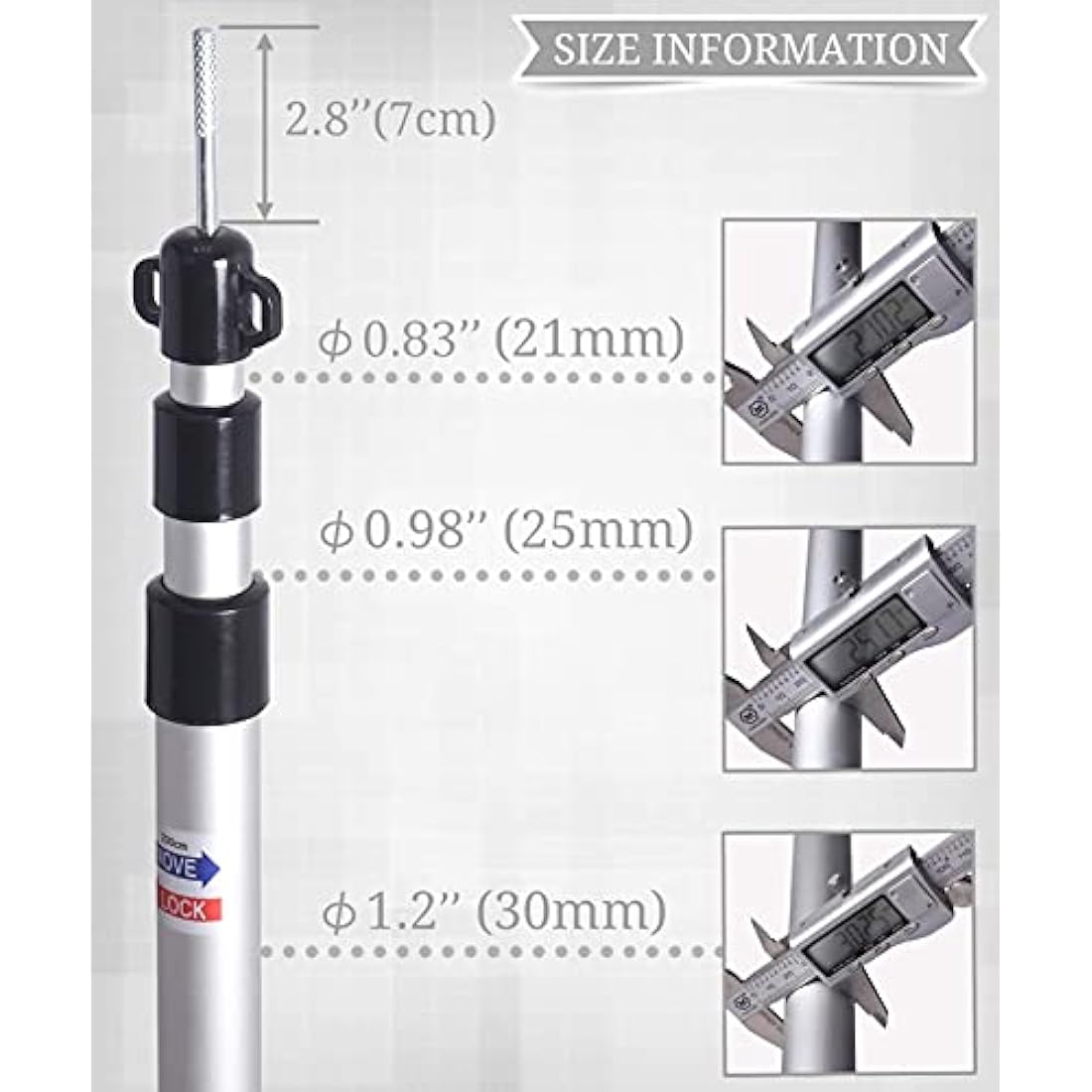 HIKEMAN Adjustable Aluminum Tarp Poles | Telescoping 90-230cm