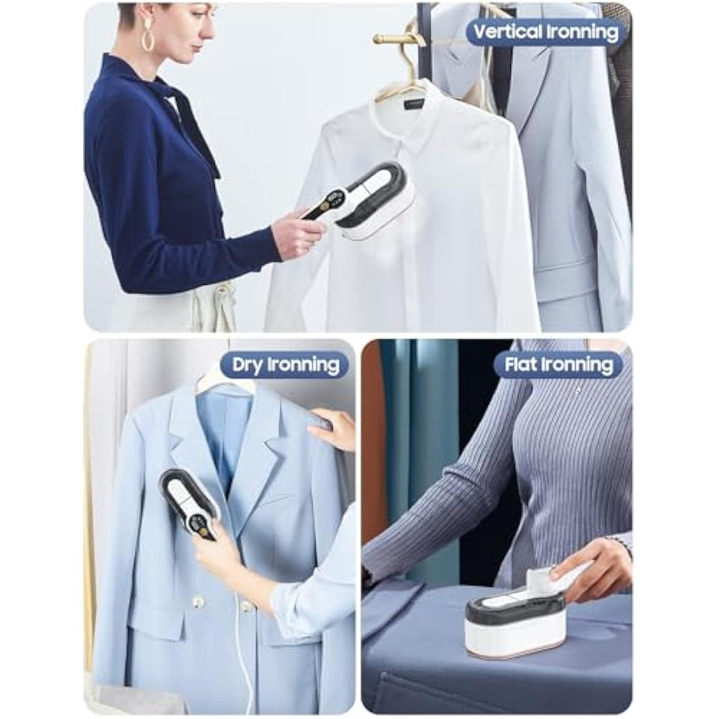 Handheld Garment Steamer – 2-in-1 Portable Travel Iron with LCD