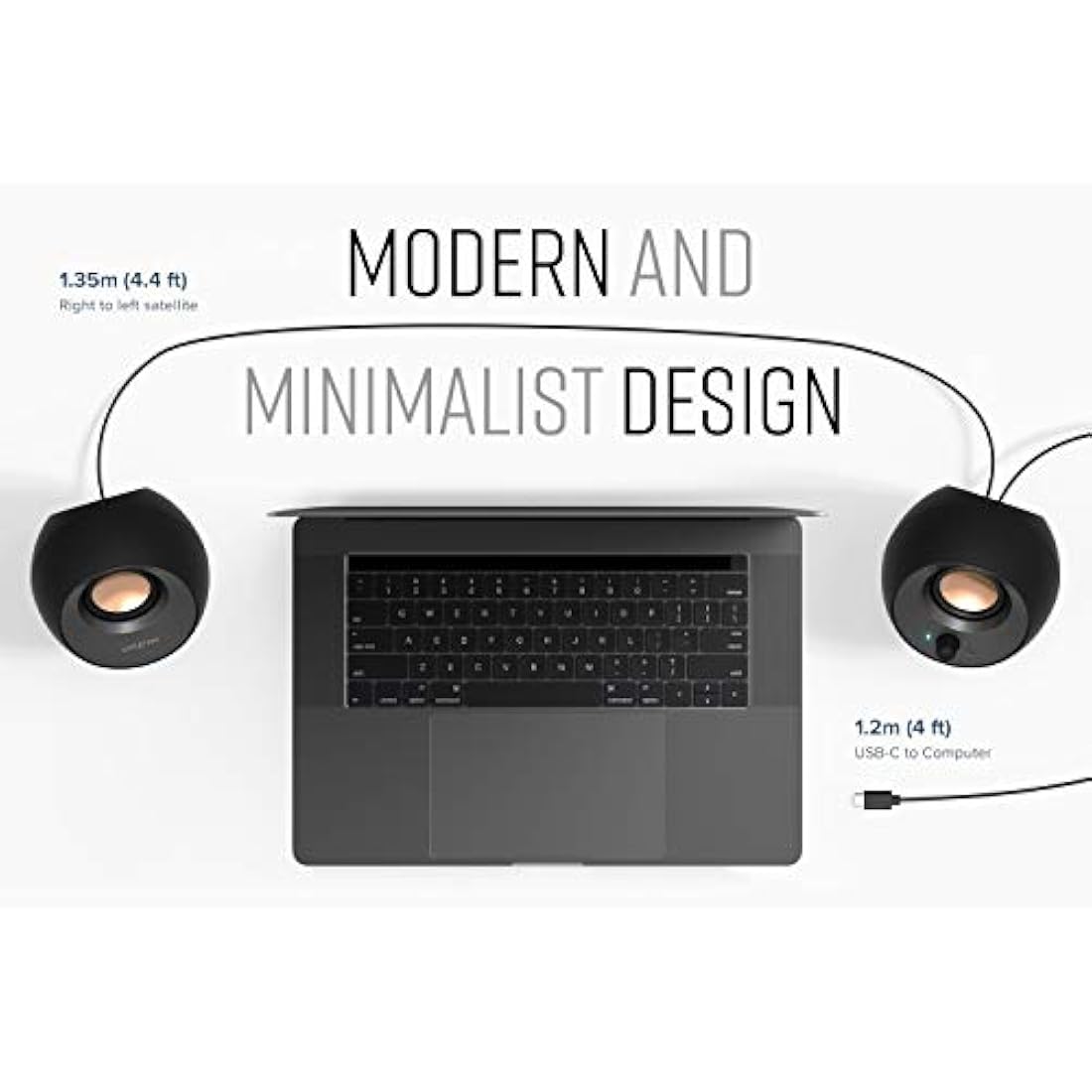 Creative Pebble V3 Desktop Speakers - Bluetooth 5.0 & USB-C Audio - Black