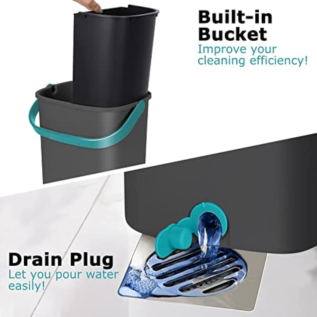Jolof Store Mop and Bucket Set | 360° Swivel Mop with 6 Microfiber Pads