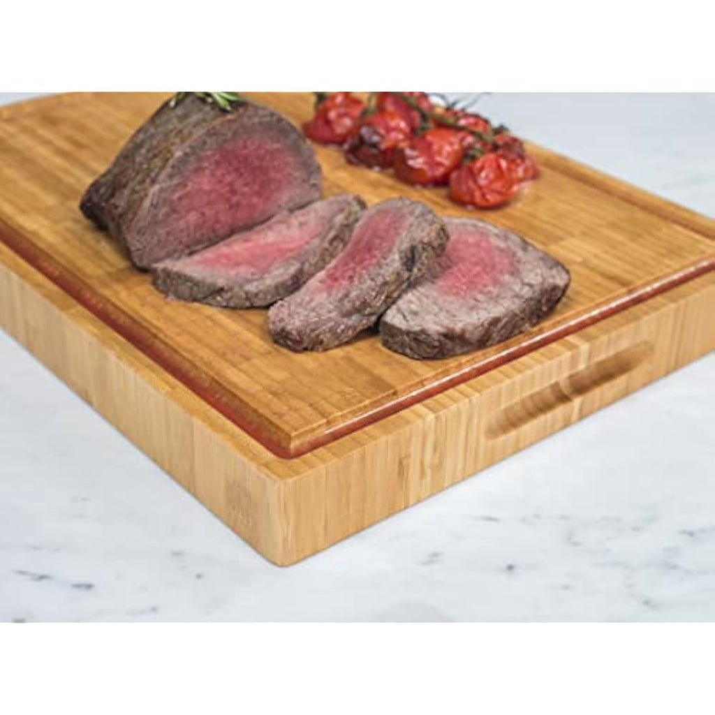 Dehaus End Grain Bamboo Chopping Board – Large Butcher Block with Juice Groove